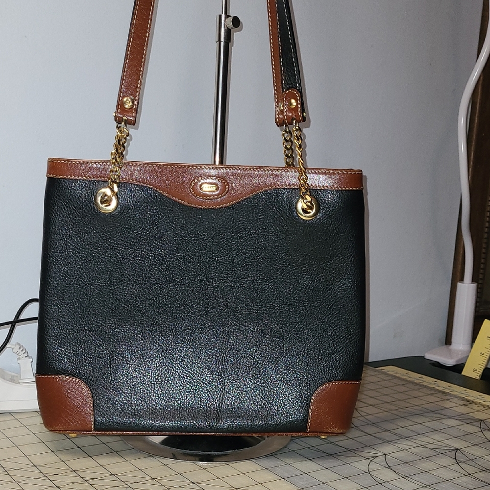 Bally Black and Brown Tote Bag with Gold Accents